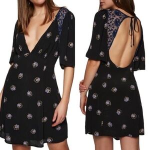 Free People Clove Mockingbird Mini Dress Black Combo Size 12 Like New